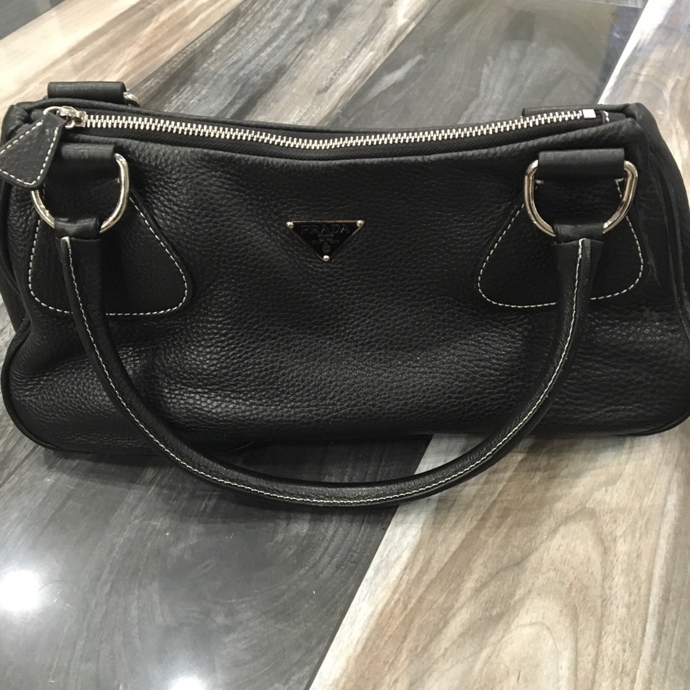 Prada Black Leather Hobo Bag